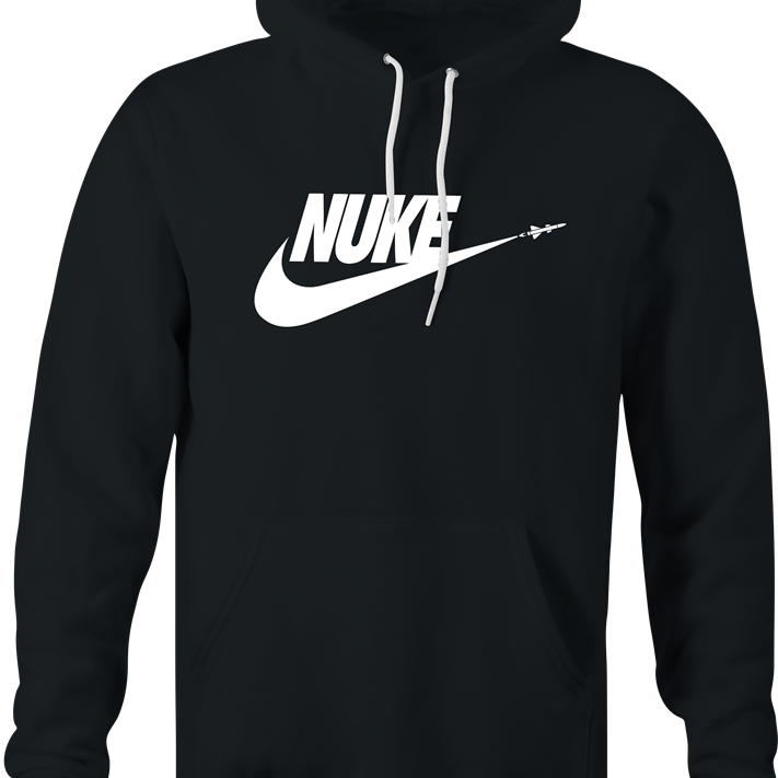 funny nike nuclear war nuke parody hoodie men's black