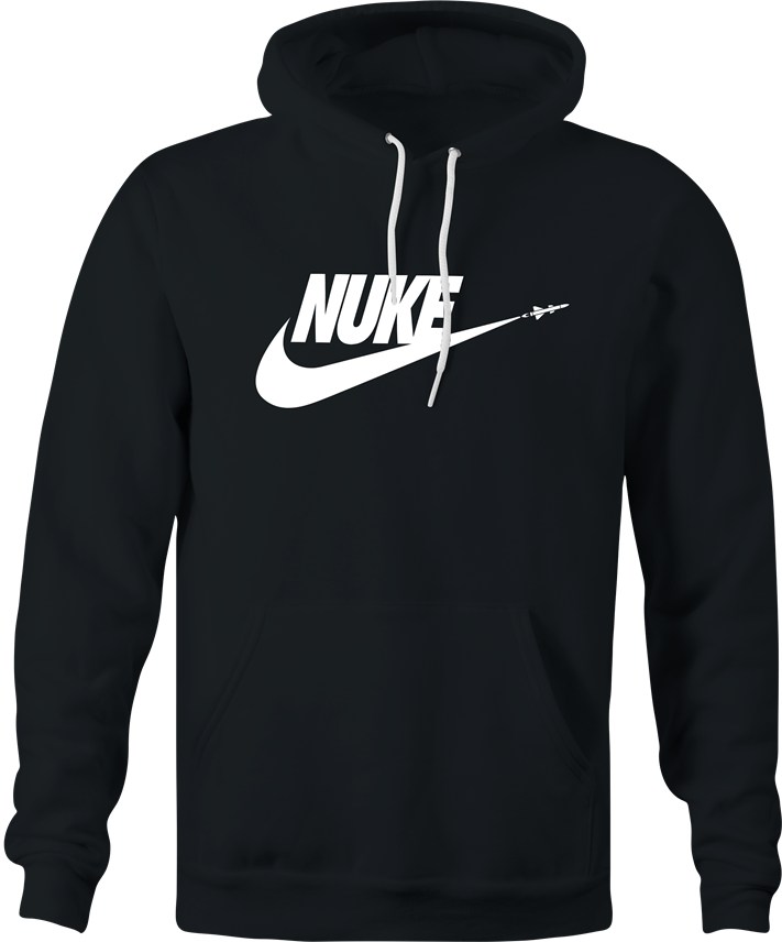 funny nike nuclear war nuke parody hoodie men's black