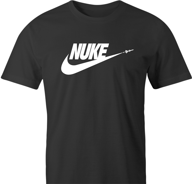 funny nike nuclear war nuke parody t-shirt men's black