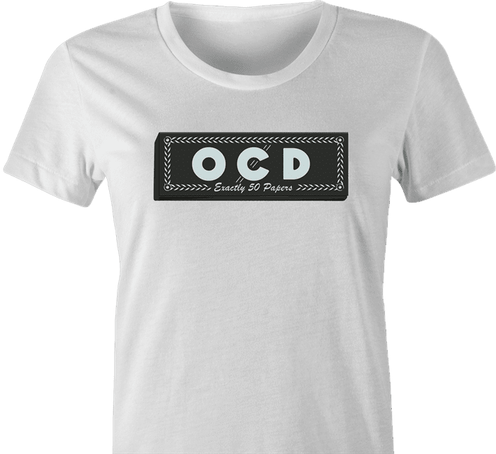 funny weed OCD rolling papers ocb parody women's t-shirt white 