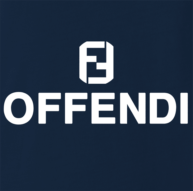 Funny Fendi Logo Parody Cancel Culture | Offend Offendi Navy T-Shirt