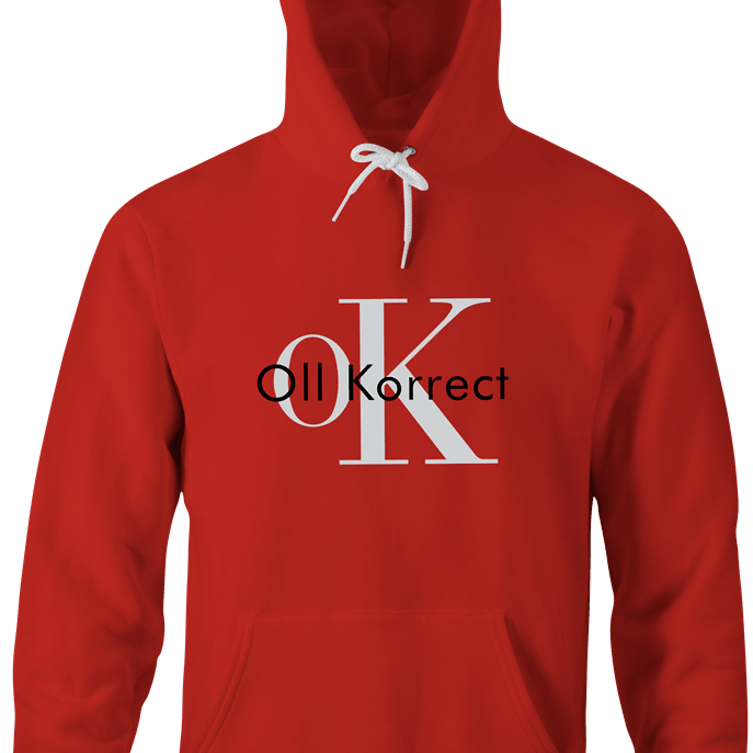 Funny OK Oll Korrect Calvin Klein Mashup Parody Red Hoodie