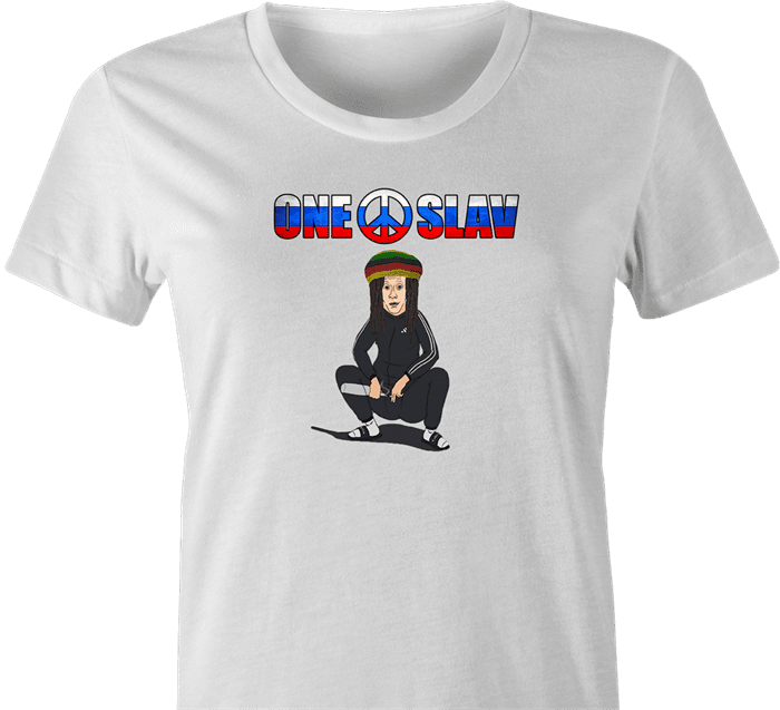funny russian slav one love women's white t-shirt
