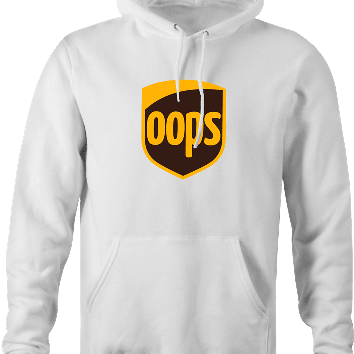 funny UPS Shipping parody hoodie white 