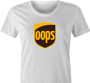 funny UPS Shipping parody women's t-shirt white 
