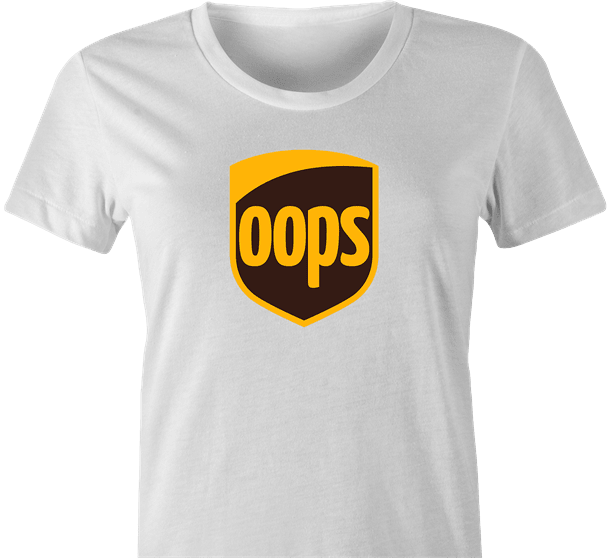 funny UPS Shipping parody women's t-shirt white 