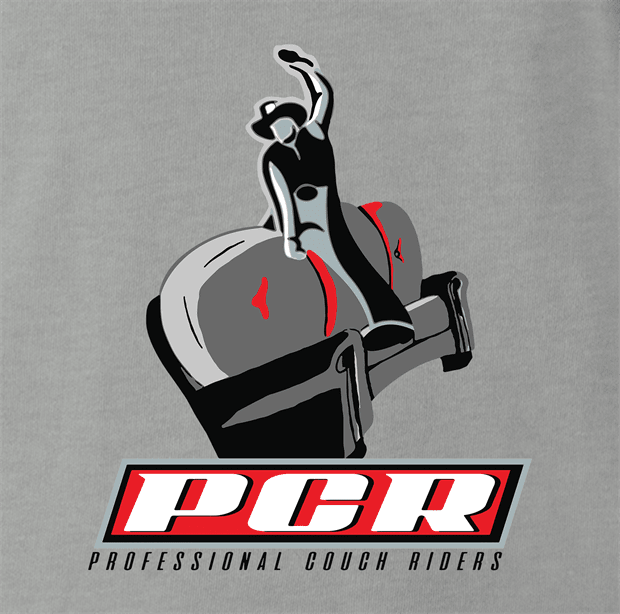 Funny Bull Riding Couch Potato Parody t-shirt men's grey