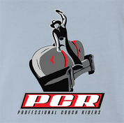 Funny Bull Riding Couch Potato Parody t-shirt men's light blue