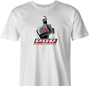 Funny Bull Riding Couch Potato Parody t-shirt men's white
