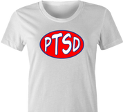 Funny PTSD Oil Parody women's t-shirt white 