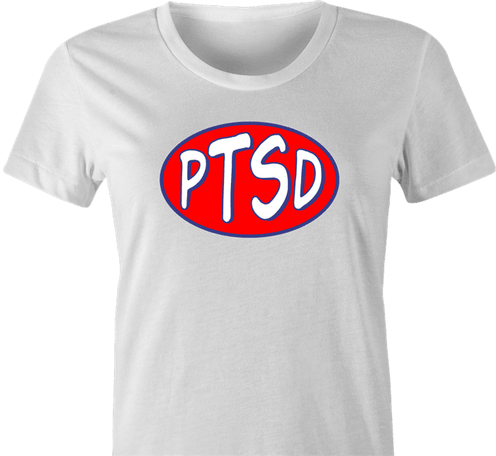Funny PTSD Oil Parody women's t-shirt white 