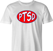 Funny PTSD Oil Parody men's t-shirt white 