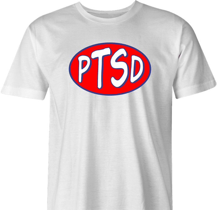 Funny PTSD Oil Parody men's t-shirt white 