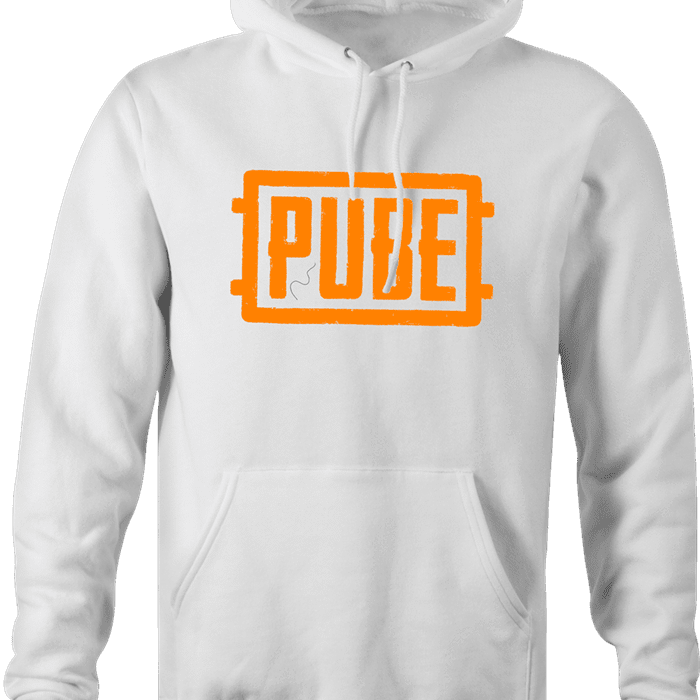 Pube PUBG multiplayer parody gaming white hoodie