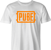 Pube PUBG multiplayer parody gaming men's t-shirt white