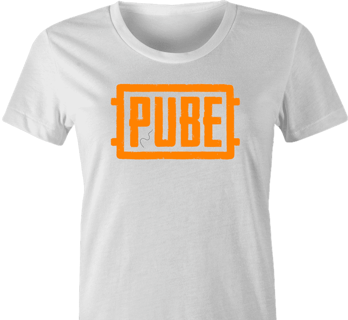 Pube PUBG multiplayer parody gaming women's t-shirt white