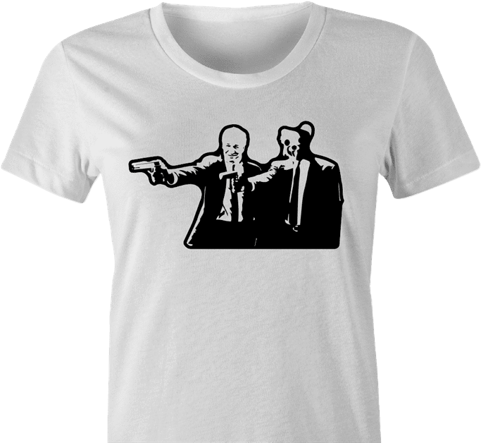 ped's dead cut-out pulp fiction women's white t-shirt 