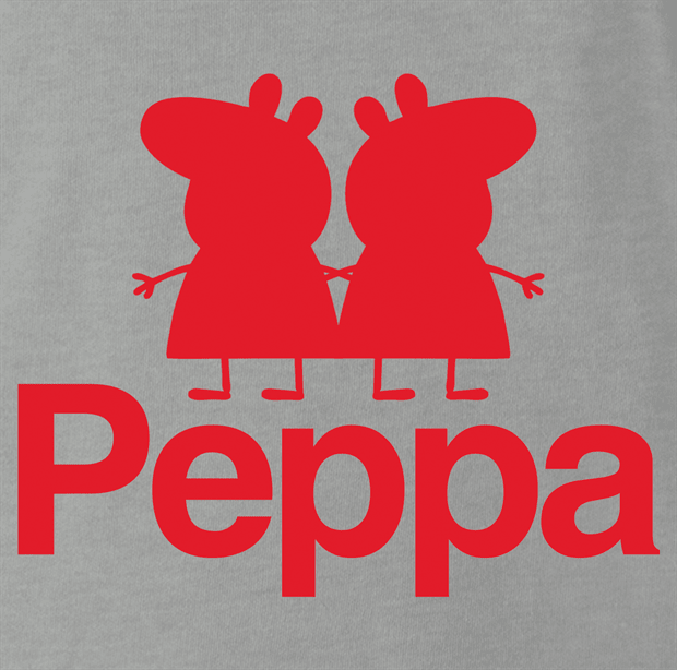 Funny Peppa Pig Kappa Footbal Sportswear Ash Grey Tee