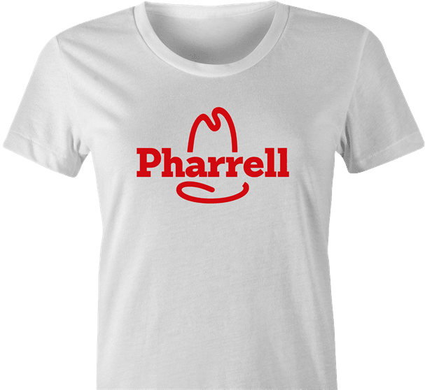 funny Pharrell Arby's Hat Mashup t-shirt white women's 