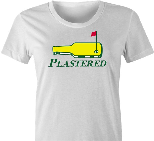 Funny masters golf logo t-shirt women's white 