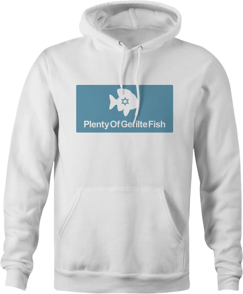 funny jewish humor - plenty of gefilte fish white hoodie
