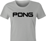funny golf video game mashup ping clubs pong gaming women's ash t-shirt 