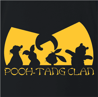 Funny winnie the pooh and friends wu-tang mashup black t-shirt
