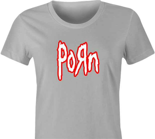 funny Heavy Metal Nu Metal Korn Porn Parody t-shirt women's Ash Grey