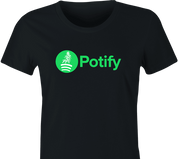 funny Potify - Weed Growing App Parody t-shirt women's black