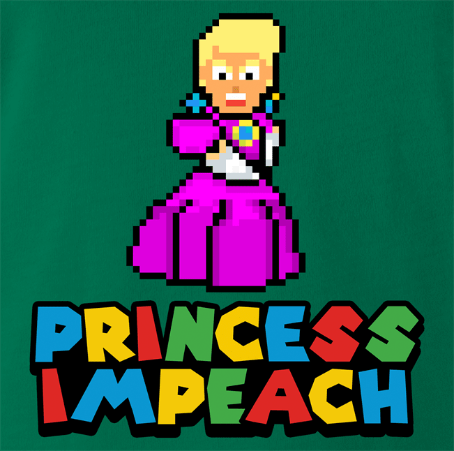 funny Donald Trump Impeached aka Princess Impeached Super Mario Mashup green t-shirt