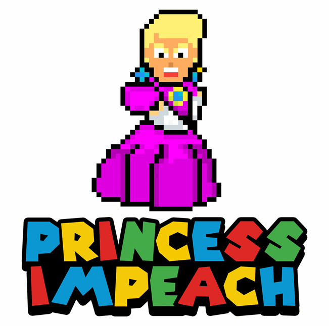 funny Donald Trump Impeached aka Princess Impeached Super Mario Mashup white tee