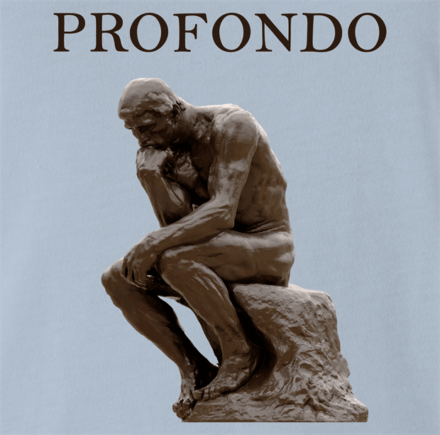 Funny The Thinker Profondo Parody Light Blue T-Shirt