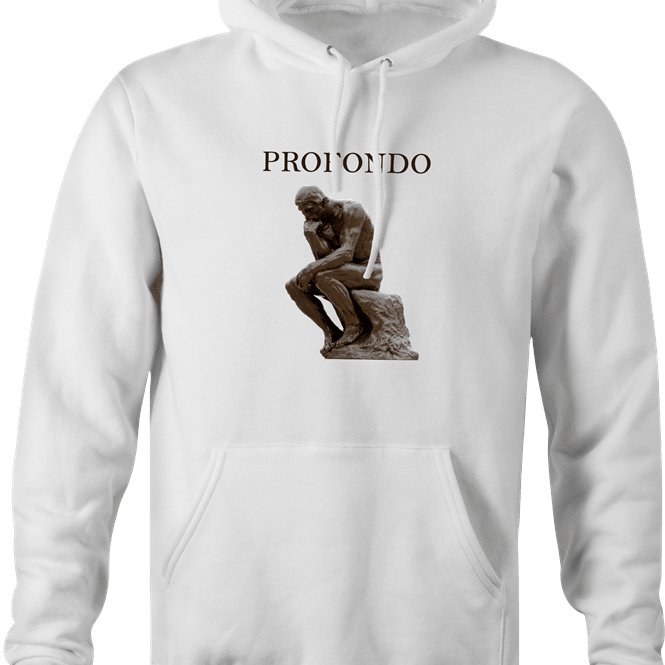 Funny The Thinker Profondo Parody White Hoodie