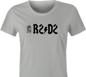funny R2D2 Star Wars ACDC Mashup t-shirt women's Ash Grey
