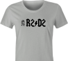 funny R2D2 Star Wars ACDC Mashup t-shirt women's Ash Grey