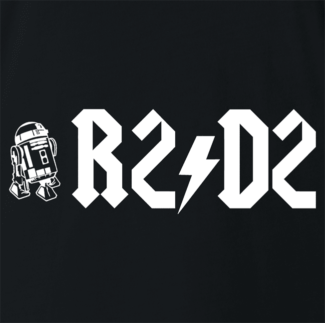 funny R2D2 Star Wars ACDC Mashup black t-shirt