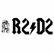 funny R2D2 Star Wars ACDC Mashup white tee