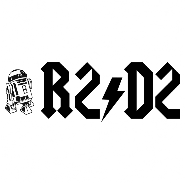 funny R2D2 Star Wars ACDC Mashup white tee