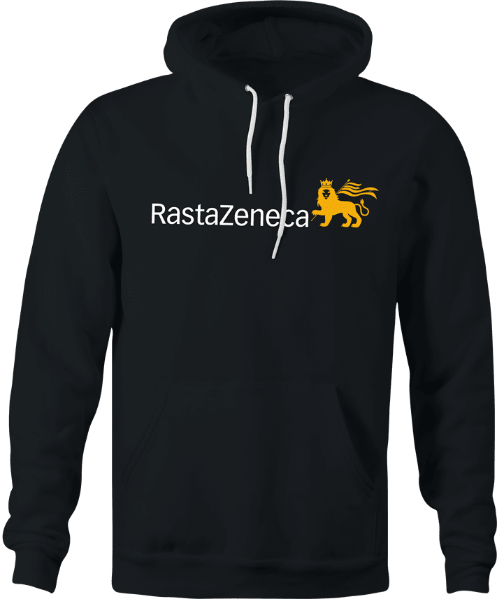 Funny Rasta Zeneca Vaccine Parody T-Shirt Black Hoodie