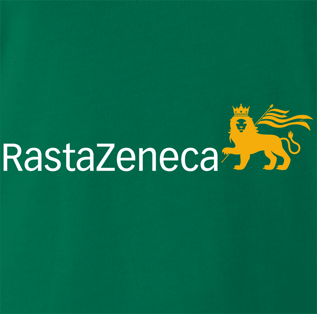 Funny Rasta Zeneca Vaccine Parody Green T-Shirt