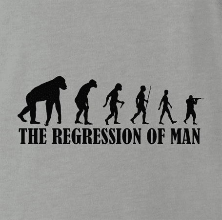 Funny evolution of man regression t-shirt ash grey t-shirt