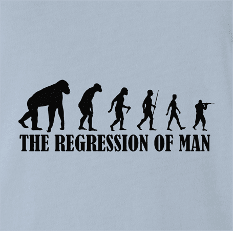 Funny evolution of man regression t-shirt light blue t-shirt