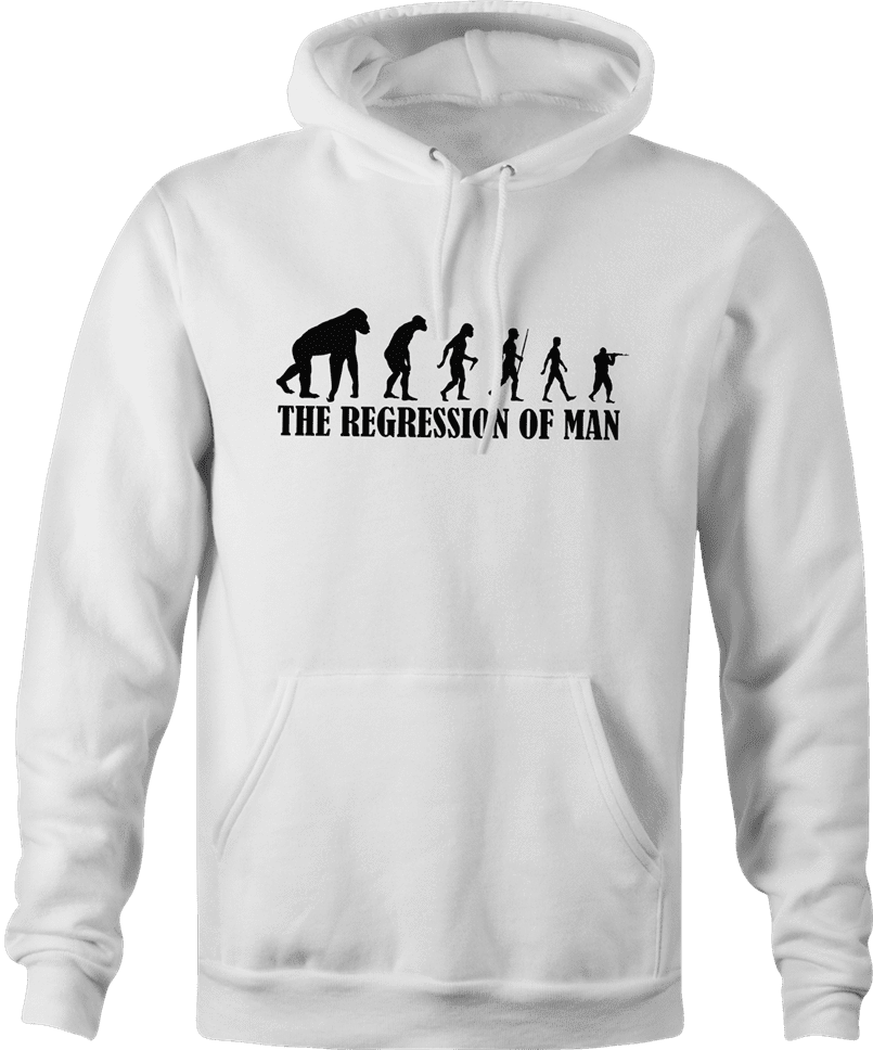 Funny evolution of man regression t-shirt white hoodie