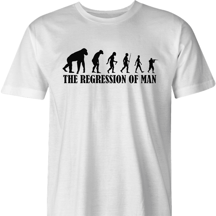 Funny evolution of man regression t-shirt men's white t-shirt 