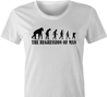 Funny evolution of man regression t-shirt white women's t-shirt 