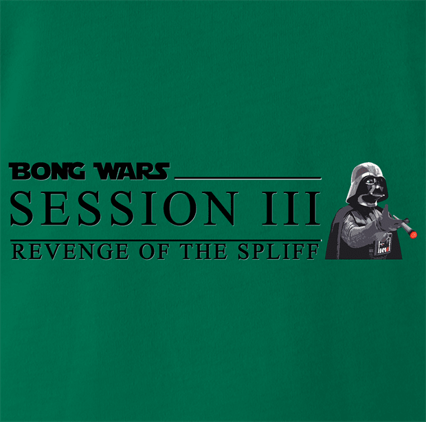 Funny Bong Wars: Revenge of The Spliff Star Wars Weed Parody Kelly Green T-Shirt