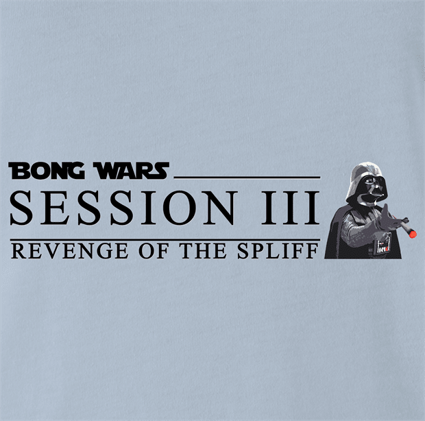 Funny Bong Wars: Revenge of The Spliff Star Wars Weed Parody Light Blue T-Shirt