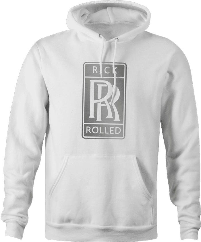 Funny Rick Astleyt Rick Rolled Rolls Royce white hoodie sweatshirt