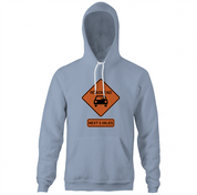 funny road head warning sign light blue hoodie