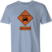 funny road head warning sign men's light blue t-shirt 